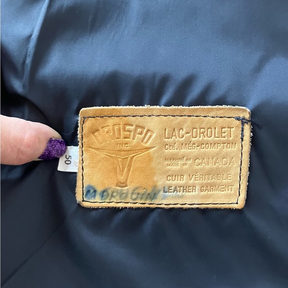 Vintage Drospo Black Leather Biker / Moto Zip Up Vest - Size L/XL - Picture 5 of 12